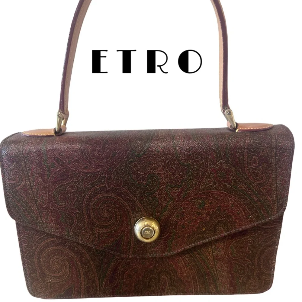Authentic Etro Wine Paisley Hand Bag